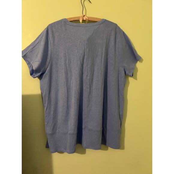 J.Jill Linen Blend Pintuck 2X Short Sleeve Split Neck Tunic Plus Sz NWT Casual - Picture 2 of 8